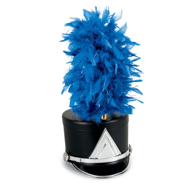 columbia french upright feather shako plume with mylar on black shako