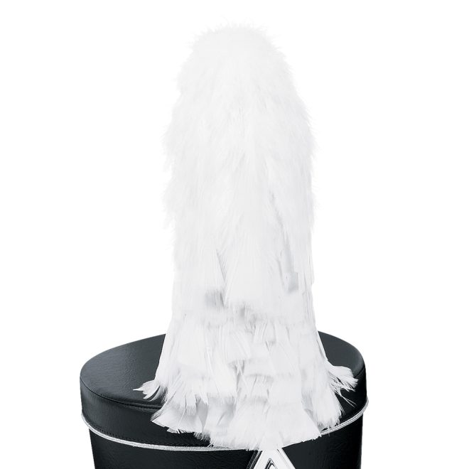 white carrousel feather shako plume on black plume