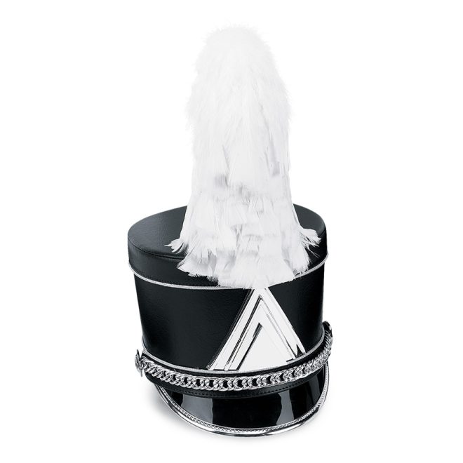 white carrousel feather shako plume on black shako