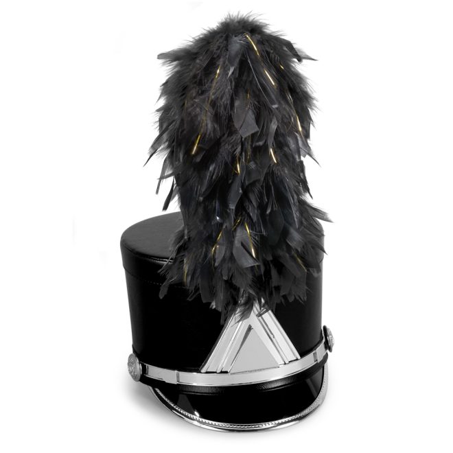 black french fountain feather shako plume with mylar on black shako