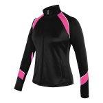 black/pink/white champion nova warm up jacket front 3/4 view