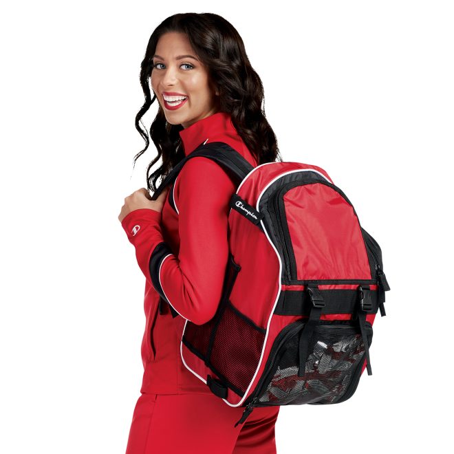 Champion Nova Warm Up Jacket front view with model holding a backpack