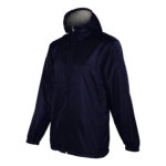 navy champion stadium hooded jacket front view