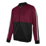 maroon/black/white champion break out warm up jacket front view