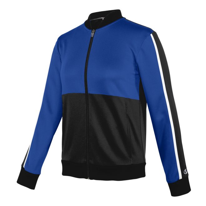 women royal/black/white champion break out warm up jacket front view