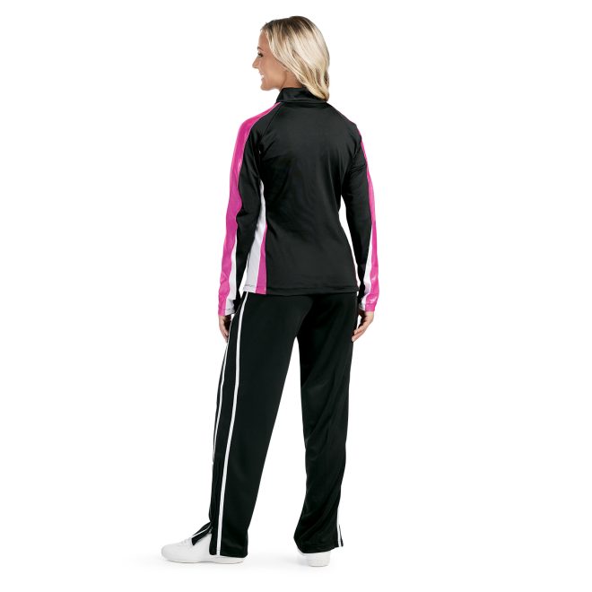 black/white champion break out warm up pant back view paired with black/pink/white jacket