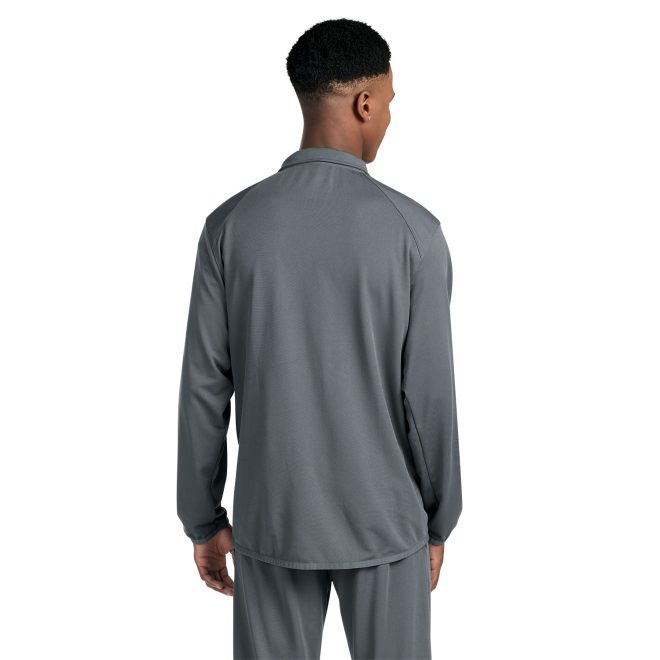 grey badger wired outer core warm up jacket back view