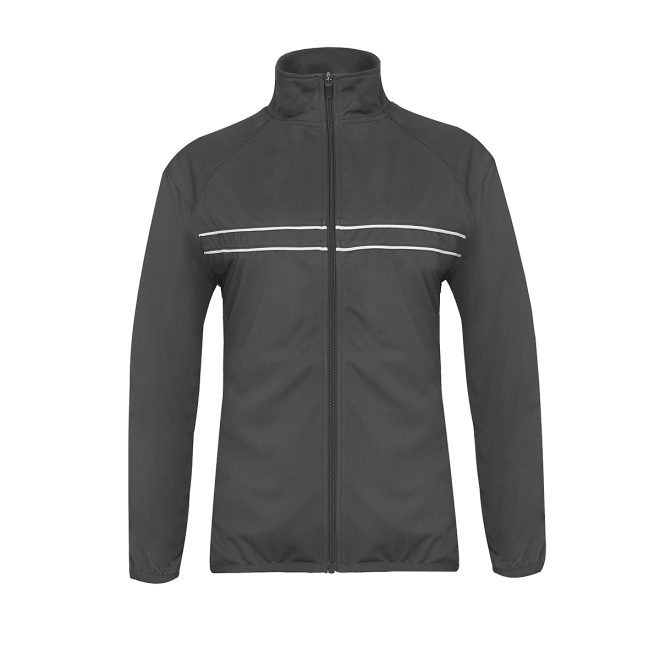 women grey badger wired outer core warm up jacket front view