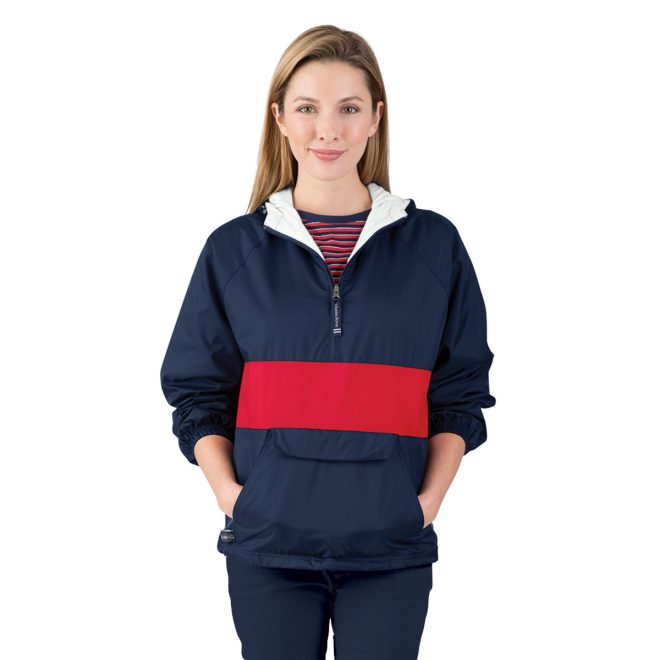 navy/red charles river classic striped pullover front view