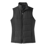 women black port authority puff vest front view