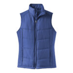 women blue/black port authority puff vest front view