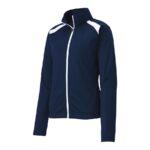 women navy/white sport tek tricot track jacket front view