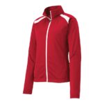 women red/white sport tek tricot track jacket front view