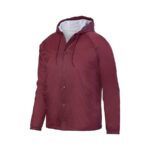 maroon augusta hooded coach jacket front view