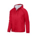 red augusta hooded coach jacket front view