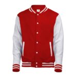 fire red/grey awdis letterman jacket front view