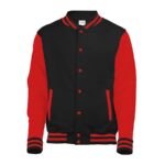 jet black/fire red awdis letterman jacket front view