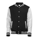 jet black/grey awdis letterman jacket front view