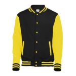 jet black/sun yellow awdis letterman jacket front view