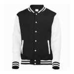 jet black/white awdis letterman jacket front view