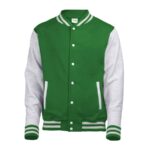 kelly/grey awdis letterman jacket front view