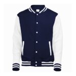 oxford navy/white awdis letterman jacket front view