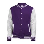 purple/grey awdis letterman jacket front view