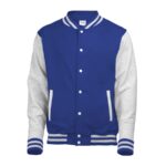 royal/grey awdis letterman jacket front view