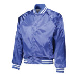 royal/white augusta satin baseball jacket front view