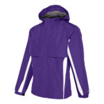 purple/white champion trailblazer warm up jacket front view