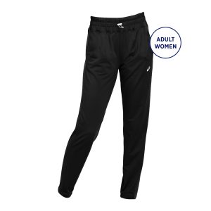 black asics thermopolis tapered pant front view