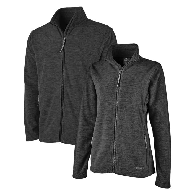 men and women charcoal heather charles river boundary fleece jacket front view