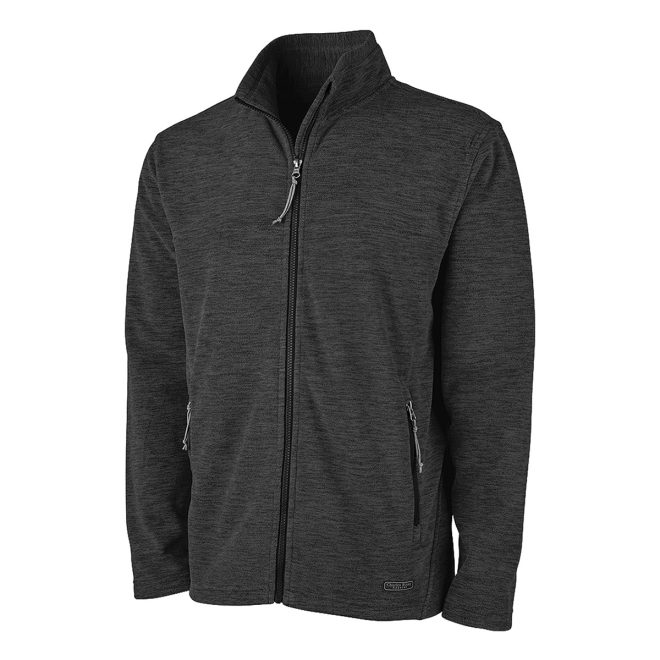 charcoal heather charles river boundary fleece jacket front view