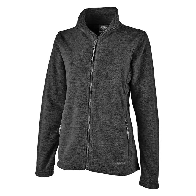 women charcoal heather charles river boundary fleece jacket front view