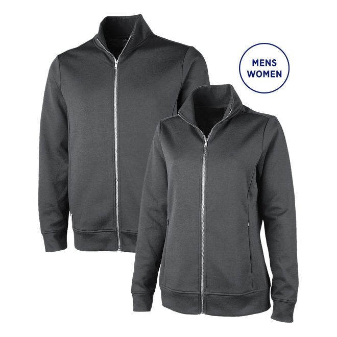 men and women grey charles river seaport full zip jacket front view