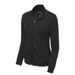 women black sport tek stripe track jacket front view