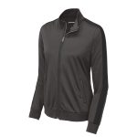 women graphite/black sport tek stripe track jacket front view