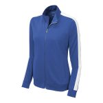 women true royal/white sport tek stripe track jacket front view