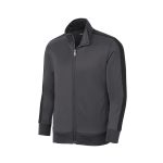 youth graphite/black sport tek stripe track jacket front view