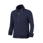 youth true navy/white sport tek stripe track jacket front view