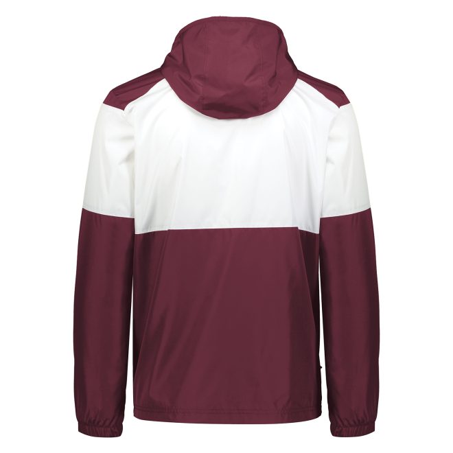 maroon/white holloway series x warm up jacket with hood back view