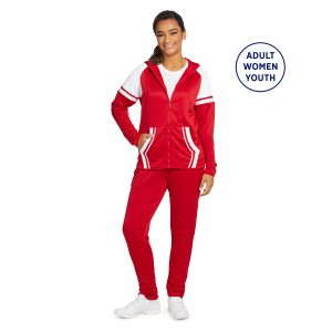 red/white holloway retro grade pant front view paired with red/white jacket