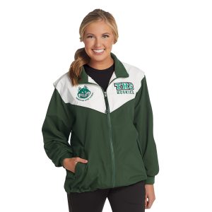 custom forest/white charles river championship jacket front view