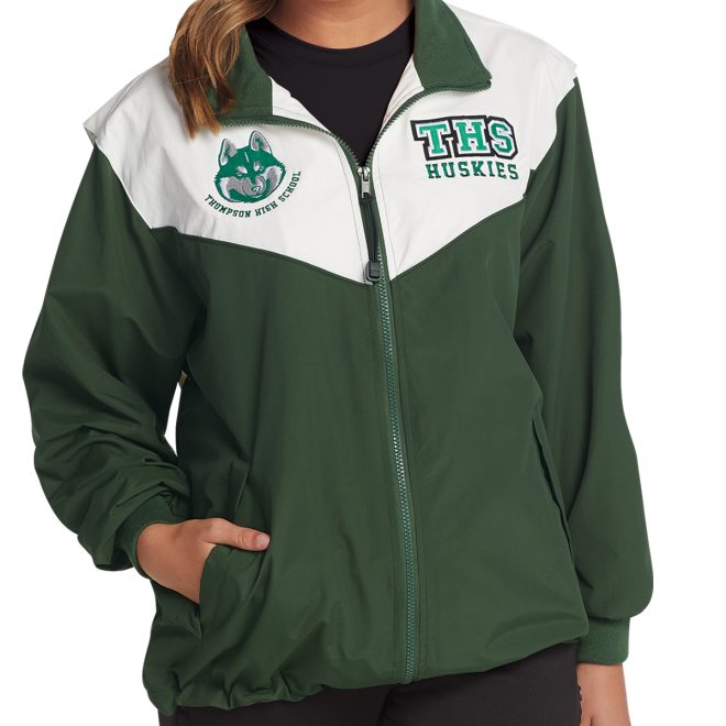 custom forest/white charles river championship jacket front view