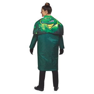 syleplus dye sublimated fashion hood. Green jacket with green hood with alligator mascot back view