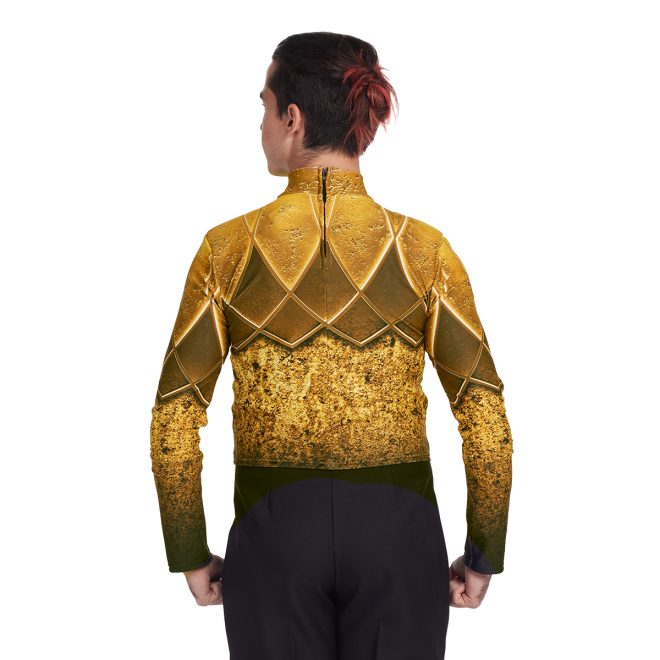 Custom yellow printed marching top back view