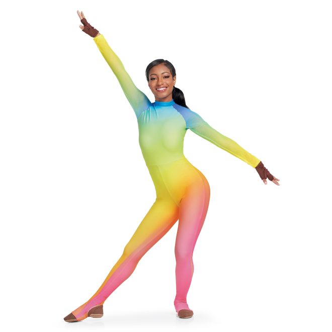 Custom rainbow printed color guard unitard