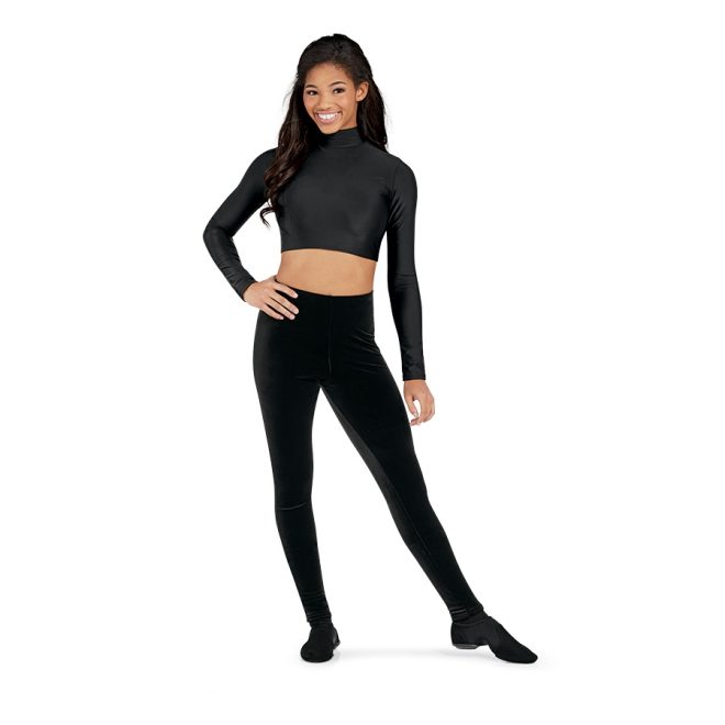 black guard basics fitted velvet leggings front view