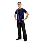 purple men's color guard top shown over black pants on model front view