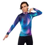 styleplus genesis cosmic color guard tunic with blue pink and black galaxy front view on male model
